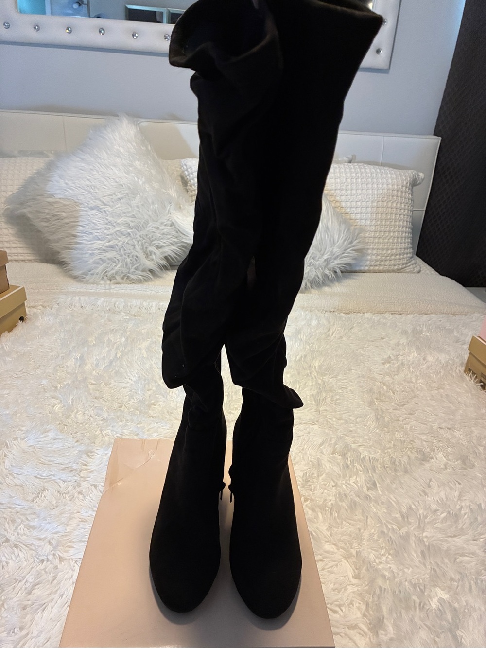 Chinese Laundry Black Over-the-Knee Thigh High Suede Boots